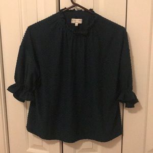 Madewell dark green Swiss dot blouse